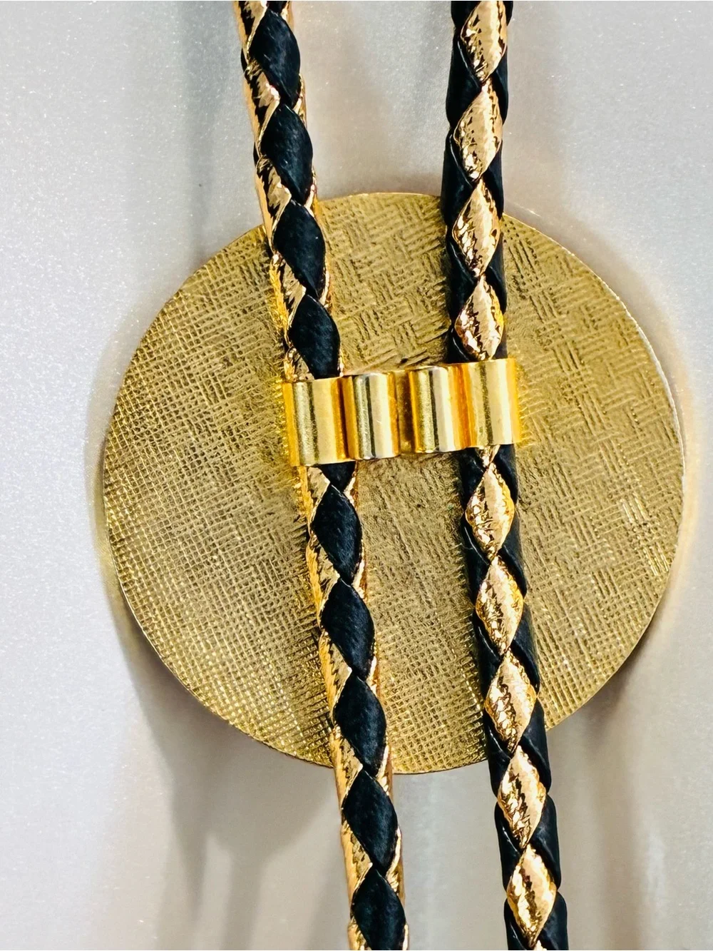 VTG Bellflower, Ca ELKS LODGE 2003 Braided LEA Bolo Necklace with Red Medallion